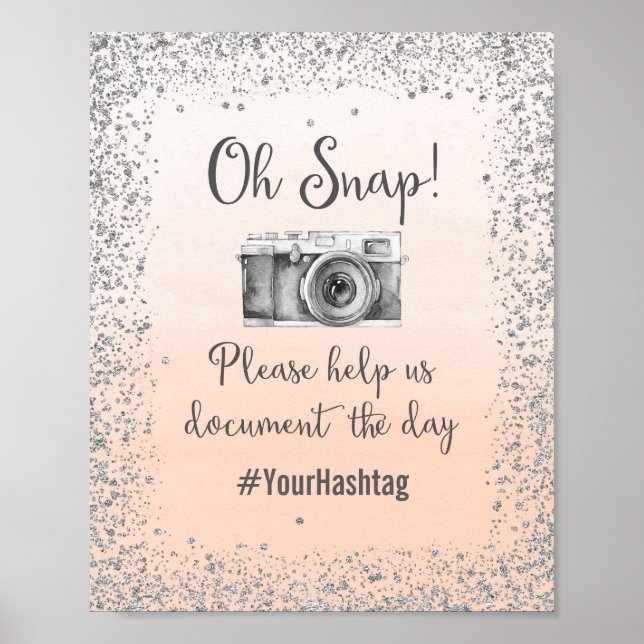 Affiche de mariage Oh Snap Hashtag (Devant)