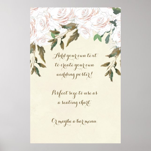 affiche de mariage personnalisée à fleurs d'ivoire (Devant)