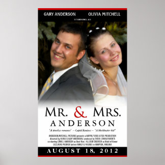 Affiche de mariage personnalisée pour M. et Mme - 