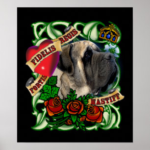 Affiche de mastiff de tatouage