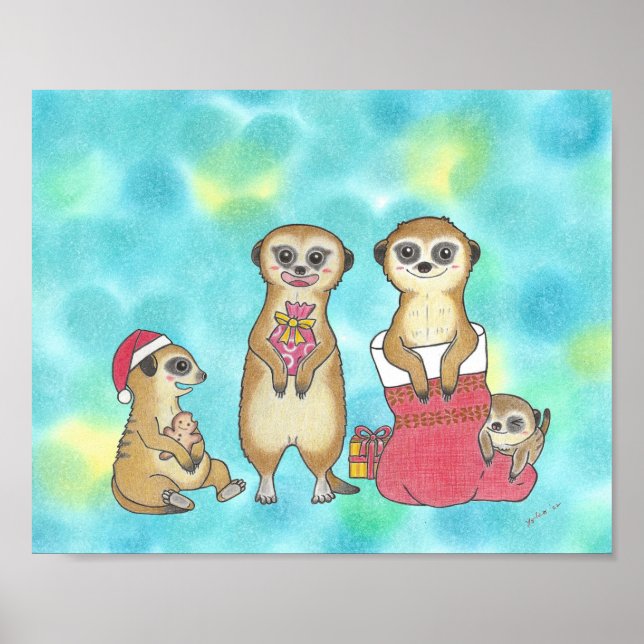 Affiche de maternelle pour Noël avec des suricates (Devant)