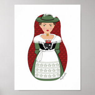 Affiche de Matriochka allemande bavaroise