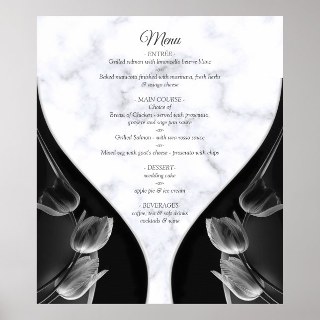 Affiche de menu abstrait noir et blanc moderne (Devant)