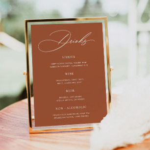 Affiche de menu de bar de mariage minimaliste en t