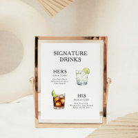 Affiche de menu de cocktail de mariage Boissons Si
