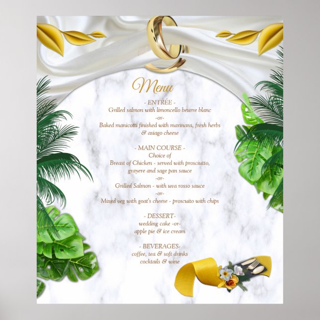 Affiche de menu tropical romantique (Devant)