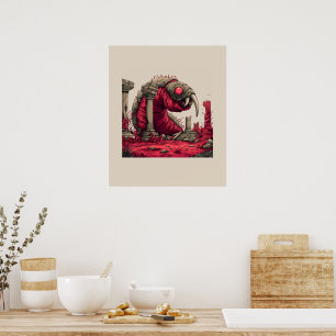 Affiche de Monstre Ver Alien Rouge Géant