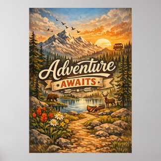 Affiche de montagne de la nature "L'aventure vous