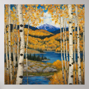 Affiche de montagne des trembles du Colorado en au