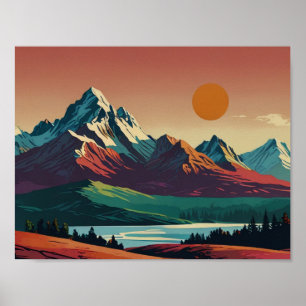 Affiche de montagne panoramique moderne du milieu 