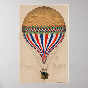 Affiche de montgolfière Le Tricolor art vintage