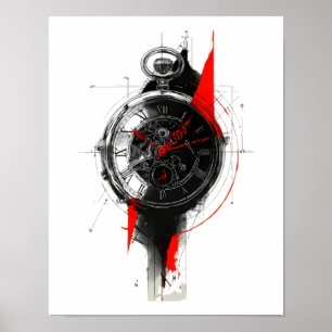 Affiche de montre de poche Trash Polka abstraite