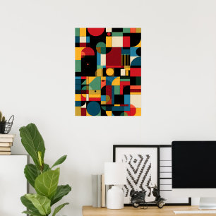Affiche de mosaïque colorée géométrique Bauhaus