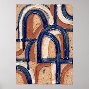 Affiche de motif abstrait à arche bleue