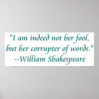 Affiche de mots stupides Shakespeare