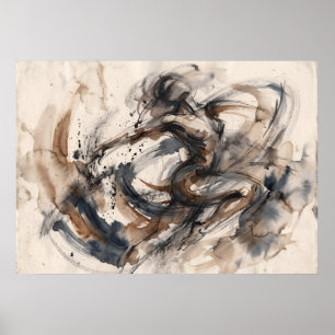 Affiche de mouvement de cheval abstrait sépia