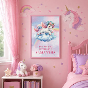 Affiche de mur d'anniversaire de fille licorne arc