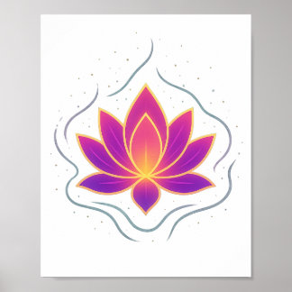 Affiche de mur de yoga de fleur de lotus vibrant