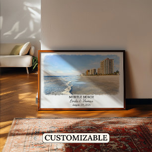 Affiche de Myrtle Beach Caroline du Sud, Aquarelle