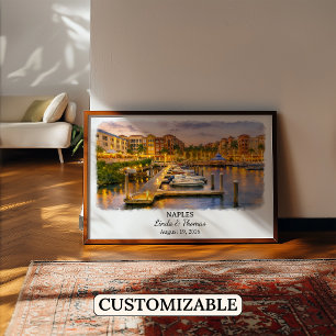 Affiche de Naples Floride, Aquarelle, Sur mesure