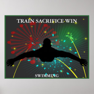 Affiche de natation de victoire de sacrifice de