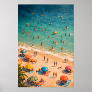Affiche de natation océanique aérienne, mur de fou