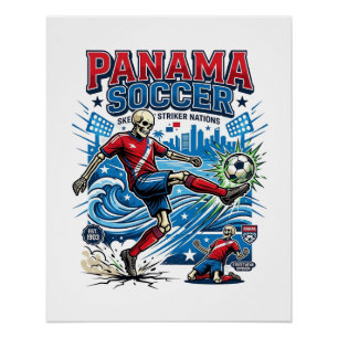 Affiche de nations de buteur de squelette de footb