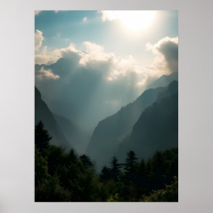 Affiche de nature Brume de montagne éthérée et ray