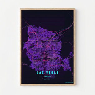 Affiche de néon de Las Vegas, impression, carte du