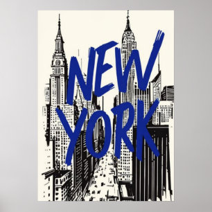 affiche de new york city, nyc skyline art, manhatt