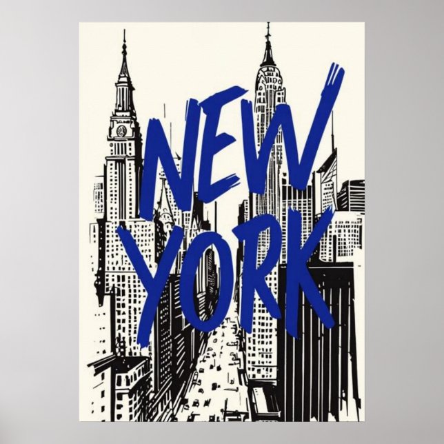 affiche de new york city, nyc skyline art, manhatt (Devant)