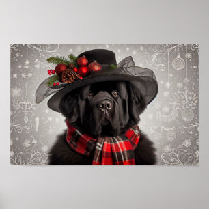 Affiche de Noël de la dame Newfie Holiday