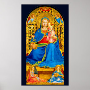 Affiche de Noël de vacances de la Madone et de l'E