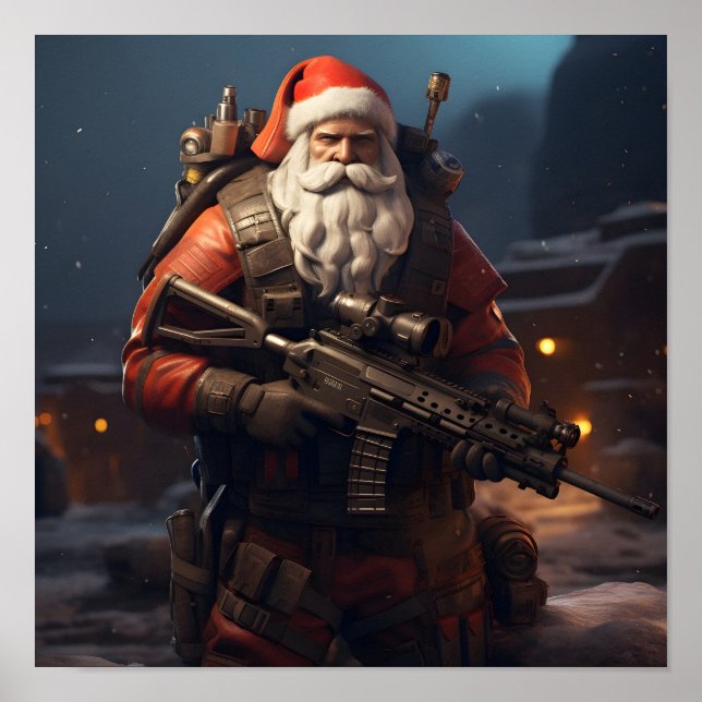 Affiche de Noël du Père Noël tactique (Devant)