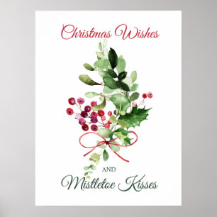 Affiche de Noël Holly Mistletoe Red Berry