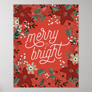Affiche de Noël Poinsettia sur le feuillage