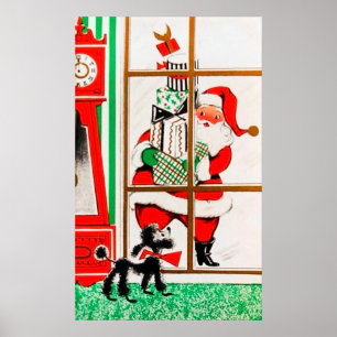 Affiche de Noël rétro Père Noël