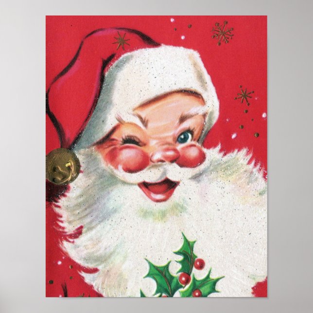 Affiche de Noël rétro Père Noël (Devant)