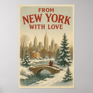 Affiche de Noël vintage de New York avec amour 