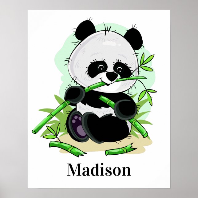 Affiche de nom personnalisé Cute Panda (Devant)