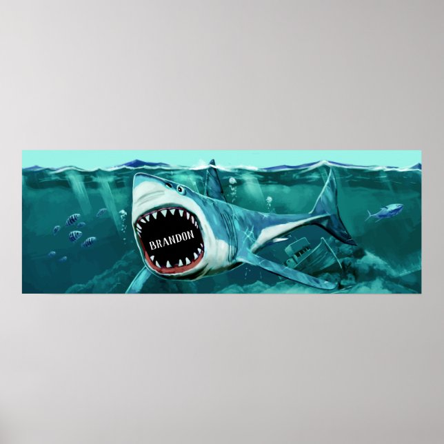 Affiche de nom personnalisé du requin effrayant (Devant)
