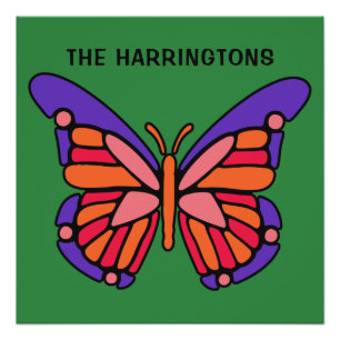 Affiche de nom personnalisé Stylisé Papillon