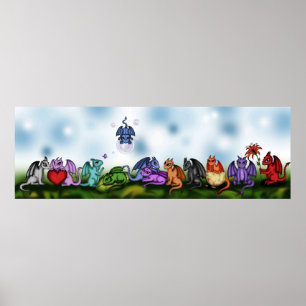 affiche de nombreux dragons mignons