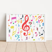 Affiche de notes de musique colorée