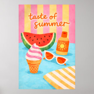 Affiche de nourriture de plage d'été rétro, Tropic