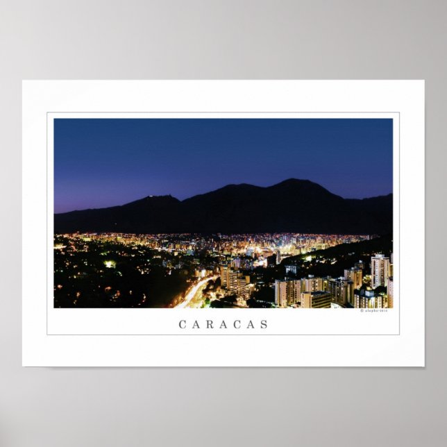 Affiche de nuit de la silhouette de Caracas & Avil (Devant)