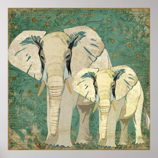 Affiche de nuit des éléphants blancs (Devant)
