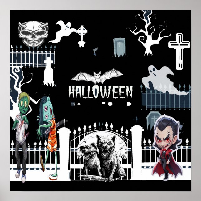 Affiche de nuit d'Halloween effrayant (Devant)