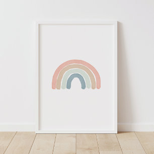Affiche de nurserie arc-en-ciel à l'aquarelle past