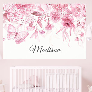 Affiche de nurserie bébé fille florale vintage aqu